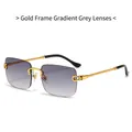 Frameless square sunglasses with gold rope metal arms and gradient grey lenses - Gold Frame Gradient Grey Lens