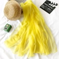 Lightweight yellow silk beach shawl scarf for women in sheer summer sun protection style - Goose Yellow