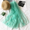 Lightweight mint green chiffon sun protection scarf for women beach holiday wear - Aqua Green