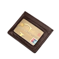 Brown genuine leather RFID blocking credit card holder with premium textured finish - KB33 Single Window / Coffee