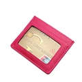 Portacarte rosso rosa con motivo litchi, finestra trasparente e cuciture di precisione - Modello Con Finestra Trasparente (KB33ARFID) / Rosa Rosso