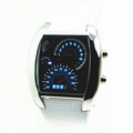 Creative LED aviation watch with dashboard dial, silver case and white silicone strap - Silver Case White Strap Blue LED