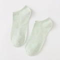 Mint green and white low-cut cotton ankle socks with fine ribbed cuffs and marl texture - Standard Type / Green