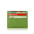 Grass green pebble grain leather card holder with three slots and white contrast stitching - KB31 Multi-slot / Green