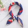 Blue satin neckerchief with abstract colorful geometric patterns tied in a knot - 50*50CM / FX-49 Triangle Dot