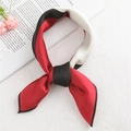 Red and black geometric satin square scarf tied in a knot on a decorative background - 50*50CM / FX-48 Red Black
