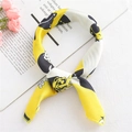 Silk satin square scarf in yellow and black pattern, elegantly knotted for a soft finish - 50*50CM / FX-55 Queen Yellow