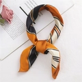 Elegant silk scarf for women featuring an orange and black geometric knot design - 50*50CM / FX-65 Thick Thin Striped Ginger