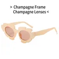 Occhiali da sole con montatura a fiore champagne e lenti abbinate dallo stile trendy - Montatura Champagne Lenti Champagne
