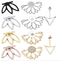 Set de 12 pares de pendientes de loto con perlas y strass en tonos metálicos variados - Juego de 10 Pares Como se Muestra