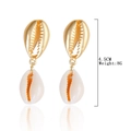 Bohemian gold shell earrings with natural white pearl accents for summer beach style - Double-Sided Tooth Shell Style (E1904-9)
