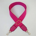 Detail of rose red wide canvas shoulder strap with gold metal buckles and adjustable length - Rose Red