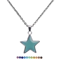 Thermochromic star pendant necklace in silver finish with temperature color change effect - Plain