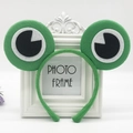 Cute green plush frog headband with large decorative eyes for cosplay and parties - Frog