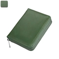 Portacarte RFID in pelle verde scuro con cerniera in metallo sicura e finitura opaca - verde oliva