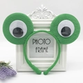 Green plush frog headband with large moving eyes for kids animal themed costume performance - Green Frog with Plastic Eyes