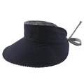 Visiera parasole blu scuro da donna con fodera a quadretti e decorazione a fiocco - Regolabile / Blu navy