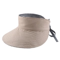 Visiera parasole beige a tesa larga con fiocco a quadretti bianchi e neri - Regolabile / Beige