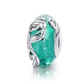 S925 sterling silver mermaid charm with faceted blue crystal for beaded bracelets - Green Mermaid / Green