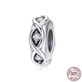 Sparkling S925 sterling silver stopper bead with infinity wave design and clear zircons - Infinity Symbol Zirconia (SCC1153)