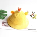 Kids yellow corduroy bucket hat with orange 3D fox ears and spiral decorative details - Adult 57-58cm / Fox Yellow
