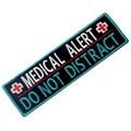 Black Medical Alert and Do Not Distract embroidered patch with teal border for service dogs - Medical Alert Do Not Distract(23)