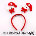 Christmas headband with red velvet base and festive spring-mounted white bear figures - Standard (Bear)