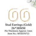 Minimalist gold spiral oval stud earrings with 26x38mm dimensions and 1mm needles - MYE070713 Geometric Ring / 26*38mm / Gold