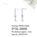 Silver knotted drop earring base with post and tray for DIY jewelry making 5x32.5mm - MYE070743 Knotted Linear / 5*32.5mm / White Gold