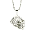 Collana hip hop da uomo con ciondolo a casco da football americano e cristalli scintillanti - Catena a scatola 0.3*75cm / Argento