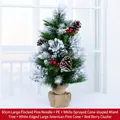Mini árbol de Navidad 60cm con agujas flocadas, piñas y bayas rojas sobre base de yute - Nevado 66*41cm (Extra Grande)