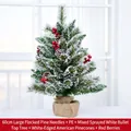 Mini árbol de Navidad nevado de 60cm con piñas y bayas rojas en base de yute - Nevado 64*42cm (Grande)