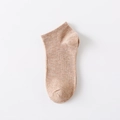 Casual low-cut cotton socks in light brown color with reinforced toe and ribbed cuff - Bare Socks / Khaki