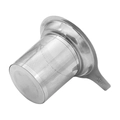 Fine mesh stainless steel tea infuser with lid and handle on white background - Grooved Mouth Strainer Only / Steel Color