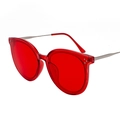 Occhiali da sole oversize in metallo argento con lenti rosse trasparenti - Montatura Rossa Trasparente Lente Rossa