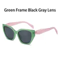 Lunettes de soleil œil de chat avec monture verte translucide et verres gris - Monture Verte Verres Gris