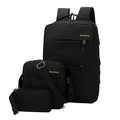 Three-piece black business backpack set with shoulder bag and clutch in waterproof fabric - Three-Piece Set / Black