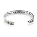 Silver stainless steel cuff bracelet engraved with Through deep waters I am with you - 4#-Silver (Through deep waters I am with you)