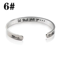 Silver stainless steel open cuff bracelet with engraved inspirational quote and arrow - 6#-Silver (let that shit go)