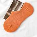 Breathable low cut invisible boat socks for women in vibrant orange cotton knit - Orange Red