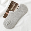 Light grey cotton low cut invisible boat socks with non-slip silicone for women - Light Gray