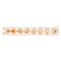 Dettaglio del fermaglio per capelli dorato con eleganti file di perle e strass su metallo - YJ006 Lungo (Perla Strass Lineare)