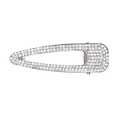 Dettaglio del fermaglio per capelli argento con strass scintillanti e design traforato - YJ003 Argento (Triangolo con Strass Completo)