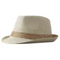 Cappello fedora di paglia color crema con fascia marrone per la protezione solare estiva - M / Beige con Fascia Khaki