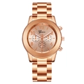 Klassische roségoldene Geneva Quarzuhr mit dreifachem Zifferblatt und Metallgliederarmband - Roségold