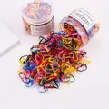 Lot de 500 élastiques à cheveux épais colorés pour enfants en bocal transparent - 500 Pcs (Grande Taille Épaissie/Pot) / Noir & Multicolore (Mixte)