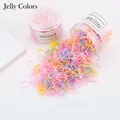 1000 elastici per capelli colorati per bambine in barattolo trasparente rotondo - 1000 pezzi colori gelatina grande normale barattolo