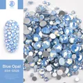 Blue Opal flache Nagel-Strasssteine für Maniküre in den Größen SS4 bis SS20 Deko - 350 Stück/Packung / Blauer Opalit