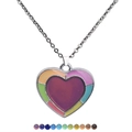 Collar de corazón fluorescente con cambio de color térmico y marco de arcoíris - Collar de Corazón Luminoso con Cambio de Color