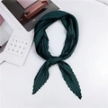 Elegant dark green pleated silk scarf with vertical texture on minimalist background - Green